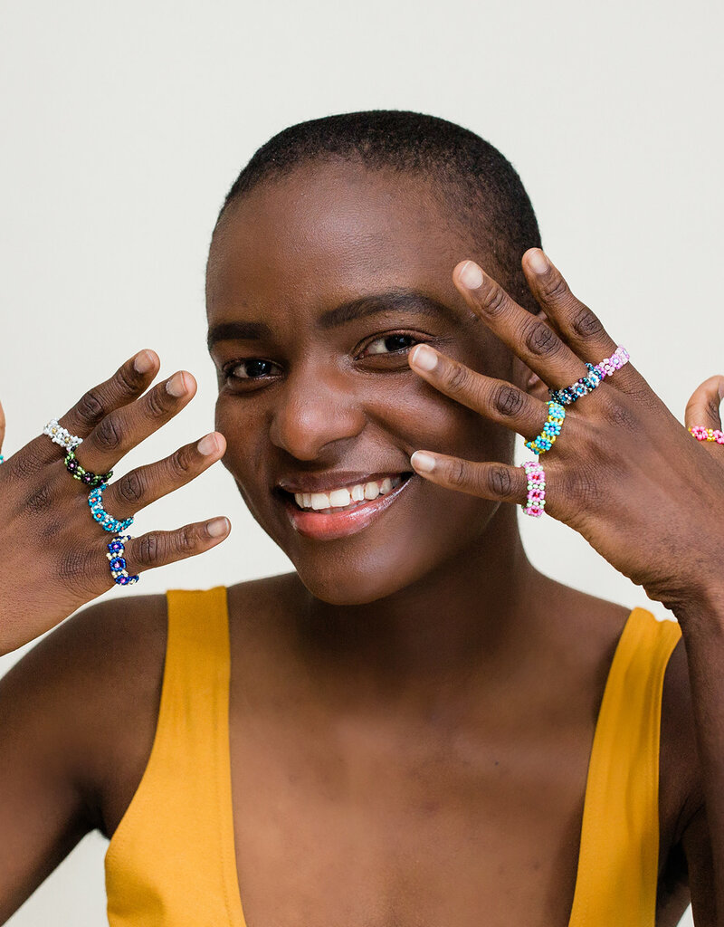 Lucia's Imports Beaded Flower Ring