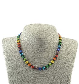 Lucia's Imports Beaded Rainbow Flower Choker Necklace Black