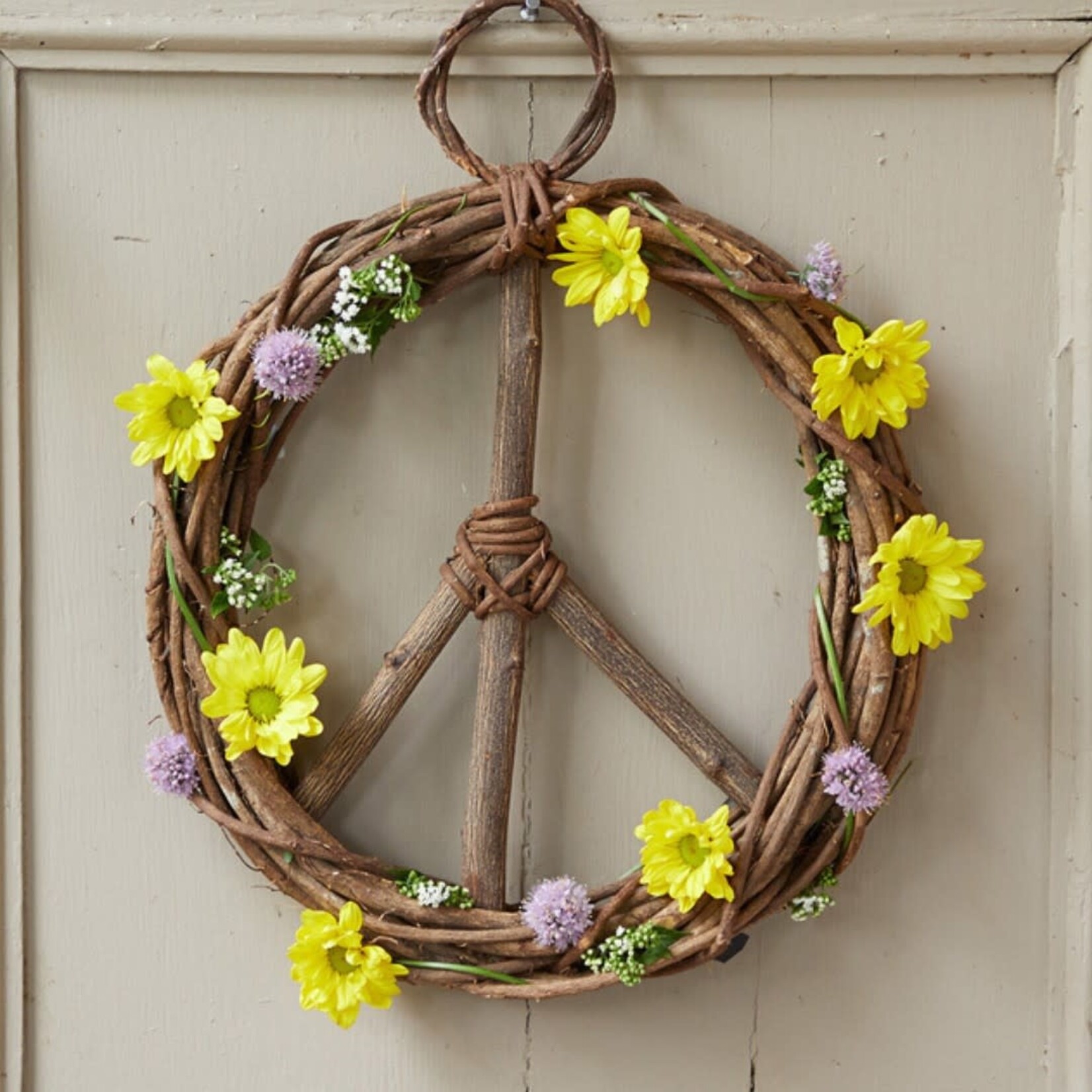 Serrv Peace Sign Wood Vine Wreath