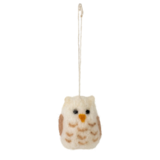 Ten Thousand Villages Little Snow Owl Felted Wool Ornament