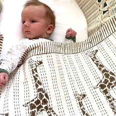 Mira Fair Trade Kantha Stitched Baby Blanket: Giraffes 40x40