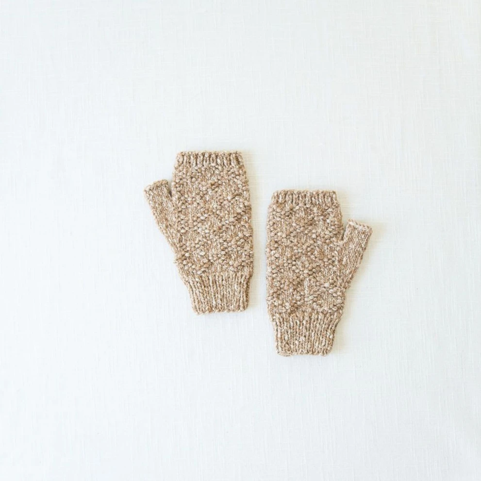 Andes Gifts Pacha Alpaca & Cotton Wrist Warmers: Almond