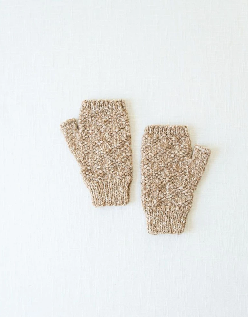 Andes Gifts Pacha Alpaca & Cotton Wrist Warmers: Almond