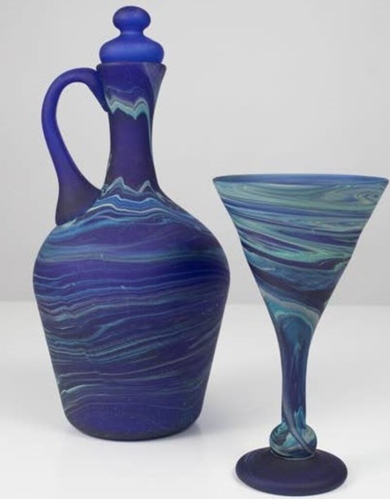 Ten Thousand Villages Phoenician Blue Cocktail Goblet