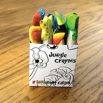 Minga Imports Carved Animal Balsa Wood Crayons - 8 Pack