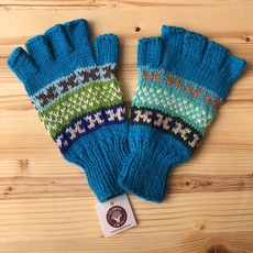 Minga Imports Fleur Alpaca Blend Fingerless Gloves Blue