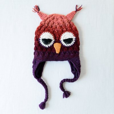 Andes Gifts Adult Animal Hat: Purple Owl