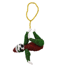 Unique Batik Deluxe Beaded Ornament: Santa Hat Sloth