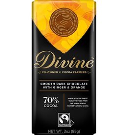 Divine Chocolate Dark Chocolate with Ginger & Orange Large Bar 3oz