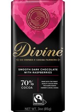 Divine Chocolate Dark Chocolate with Raspberries Large Bar 3oz