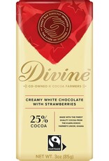 Divine Chocolate White Chocolate with Strawberries Large Bar 3oz