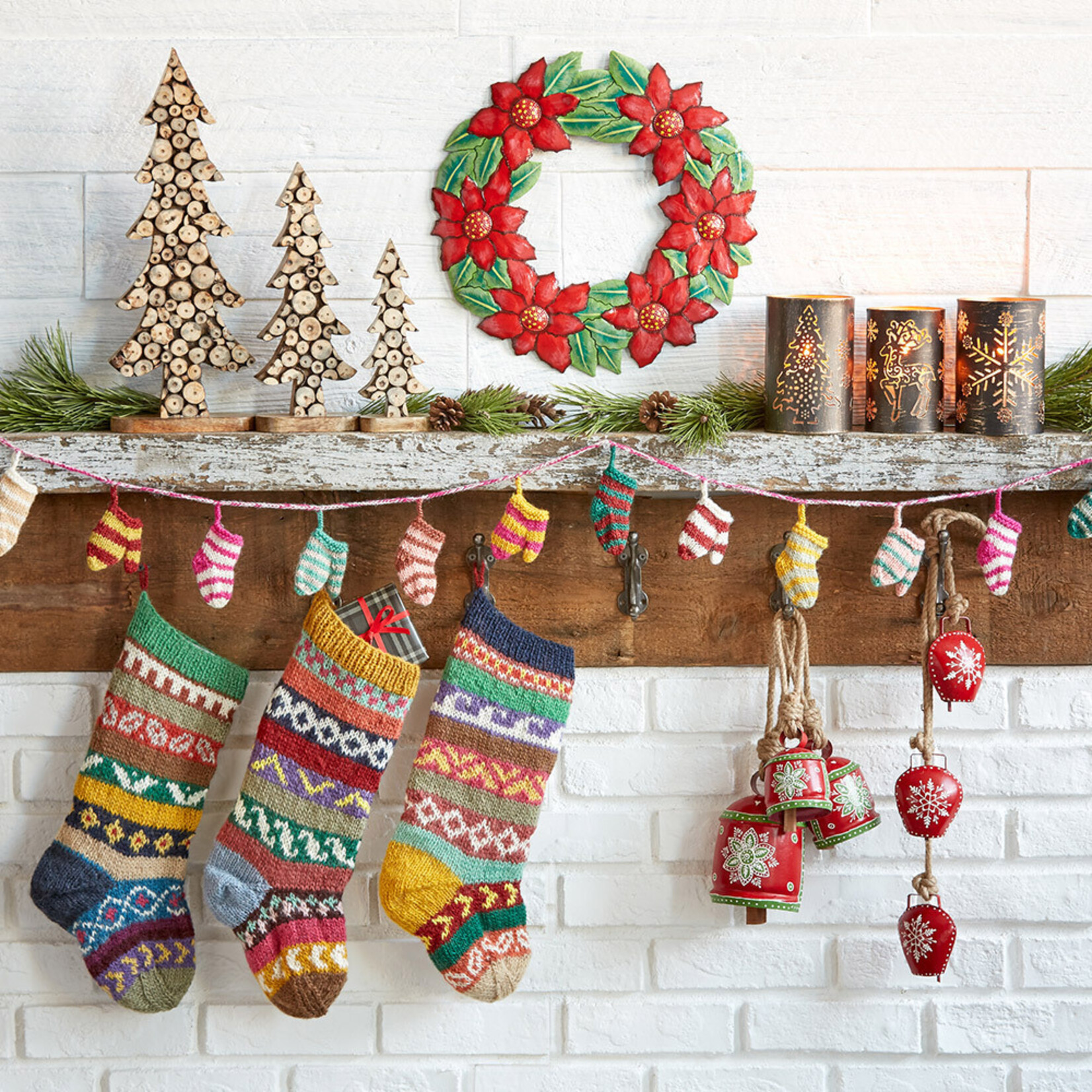 Serrv Poinsettia Painted Drum Art Wreath