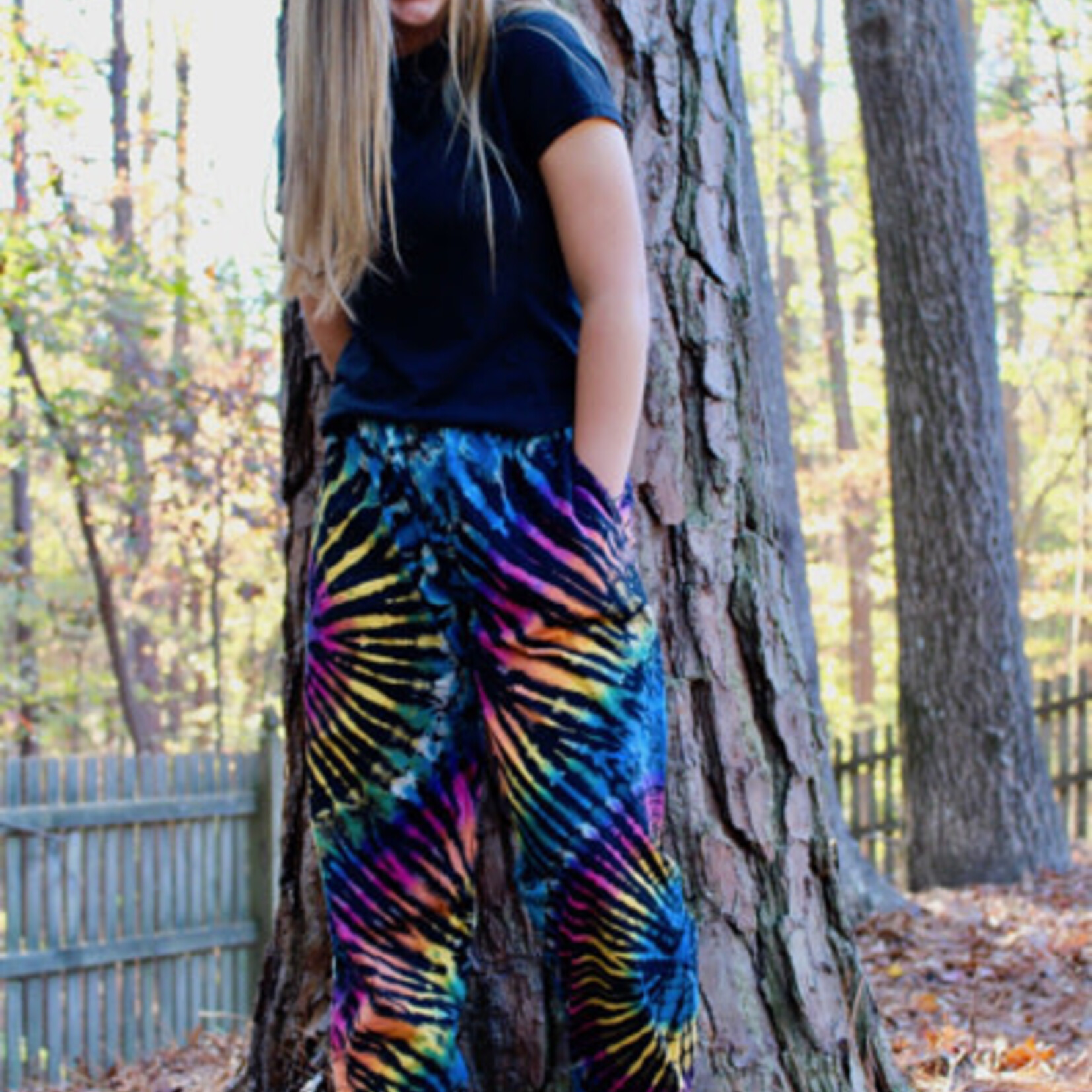 Unique Batik Cotton Tie Dye Lounge Pants: Rainbow