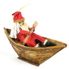 Global Crafts Santa in a Boat Banana Fiber Ornament