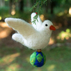 Mayan Hands Dove of Peace Felted Wool Ornament
