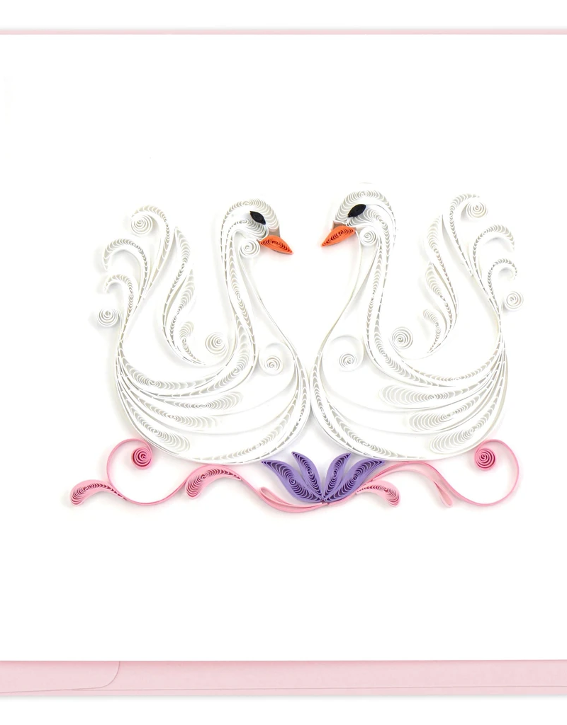 Quilling Card Decorative Swans Quilled Greeting Card