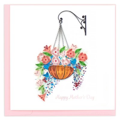 Quilling Card Mother's Day Hanging Flower Basket Quilled Card