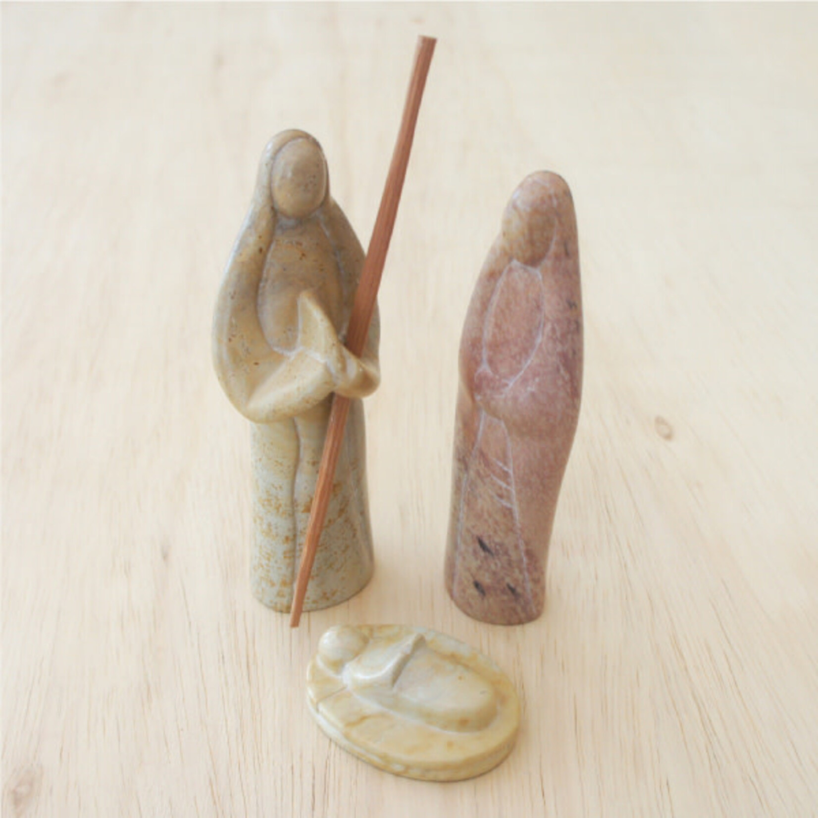 Venture Imports 3 Piece Natural Nativity