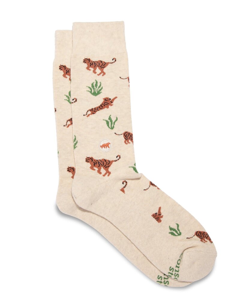 Conscious Step Socks that Protect Tigers: White