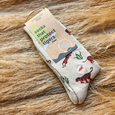 Conscious Step Socks that Protect Tigers: White