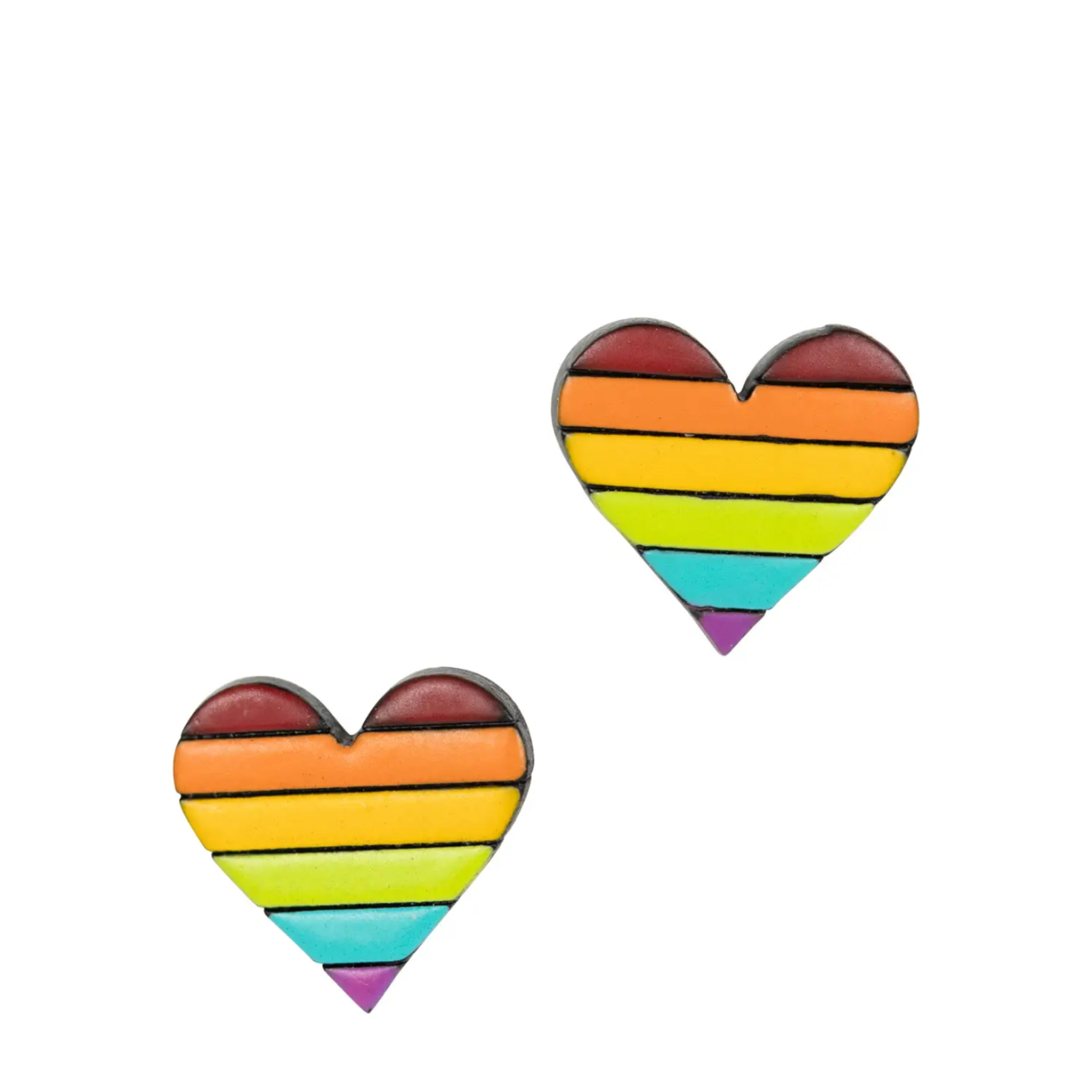 Ten Thousand Villages Rainbow Heart Gourd Earrings