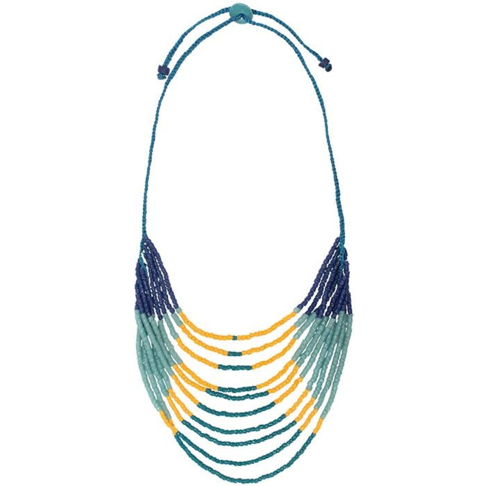 Global Mamas Azonto Glass Bead Necklace: Lagoon