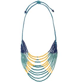 Global Mamas Azonto Glass Bead Necklace: Lagoon