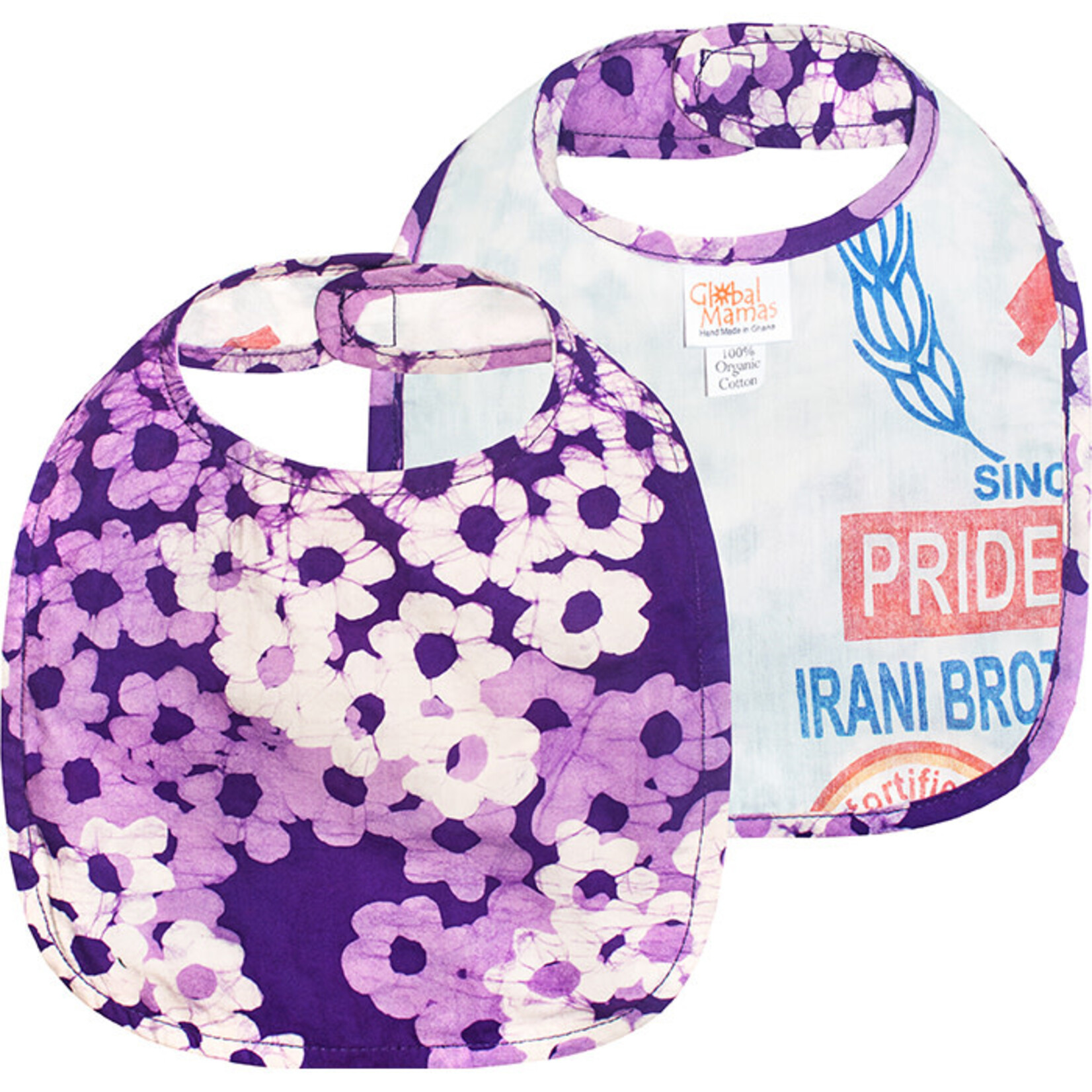 Global Mamas Organic Cotton Baby Bib: Purple Lilacs