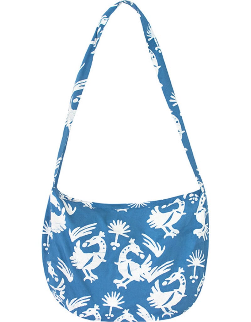 Global Mamas Batik Globe Trotter Bag: Blue Sankofa