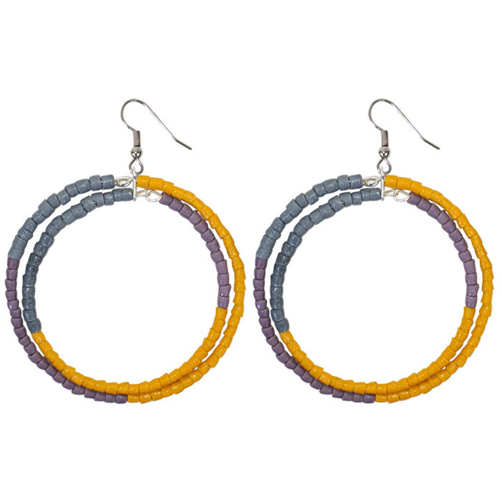 Global Mamas Color Block Recycled Glass Earrings: Mustard