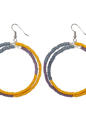 Global Mamas Color Block Recycled Glass Earrings: Mustard