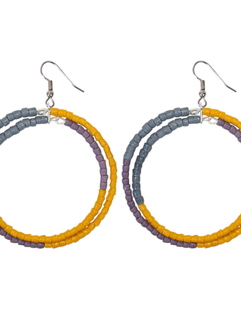 Global Mamas Color Block Recycled Glass Earrings: Mustard