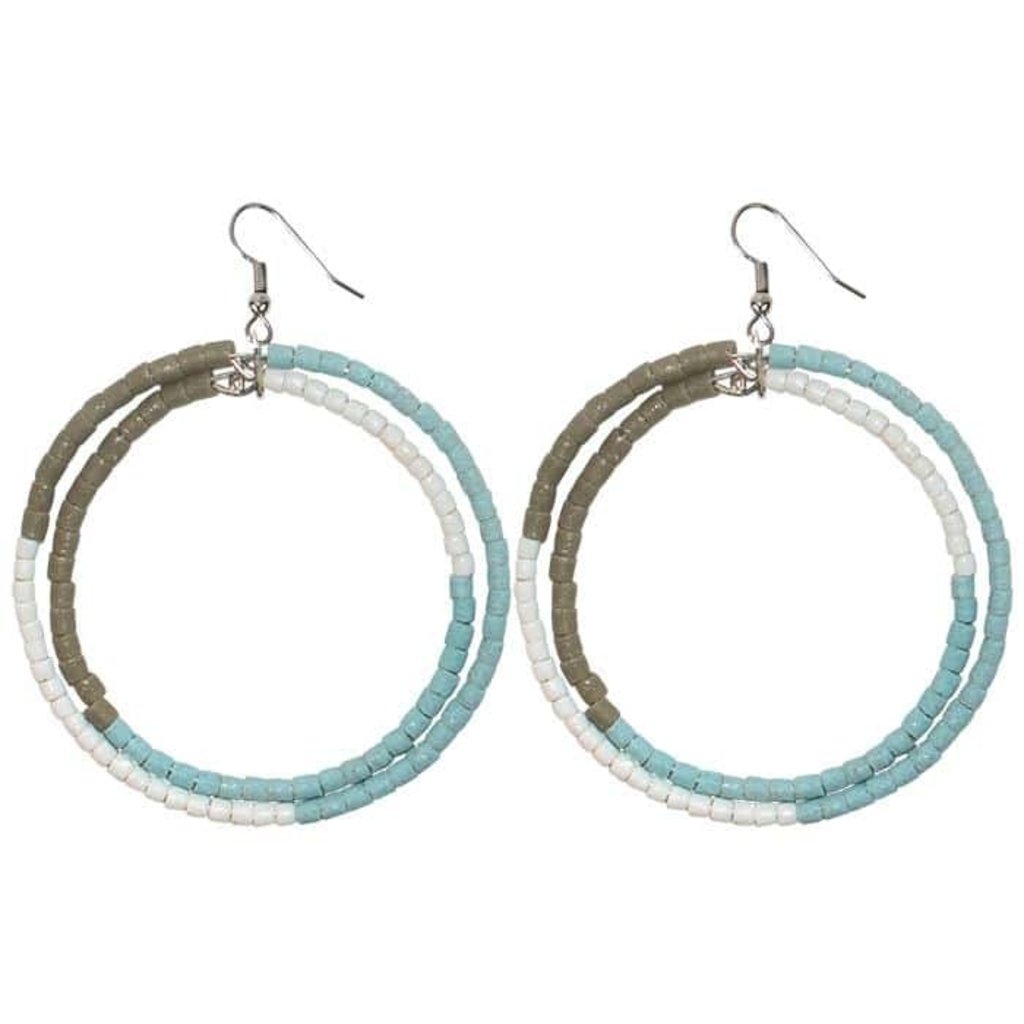 Global Mamas Color Block Recycled Glass Earrings: Light Blue