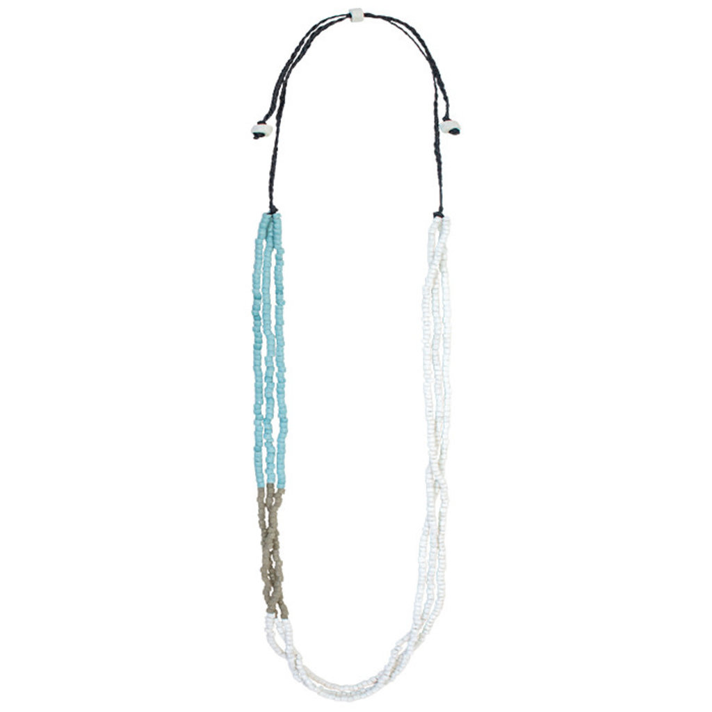 Global Mamas Color Block Recycled Glass Necklace: Light Blue