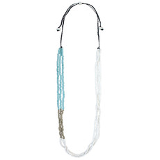 Global Mamas Color Block Recycled Glass Necklace: Light Blue