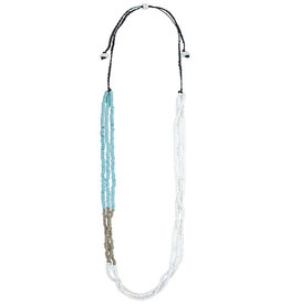 Global Mamas Color Block Recycled Glass Necklace: Light Blue