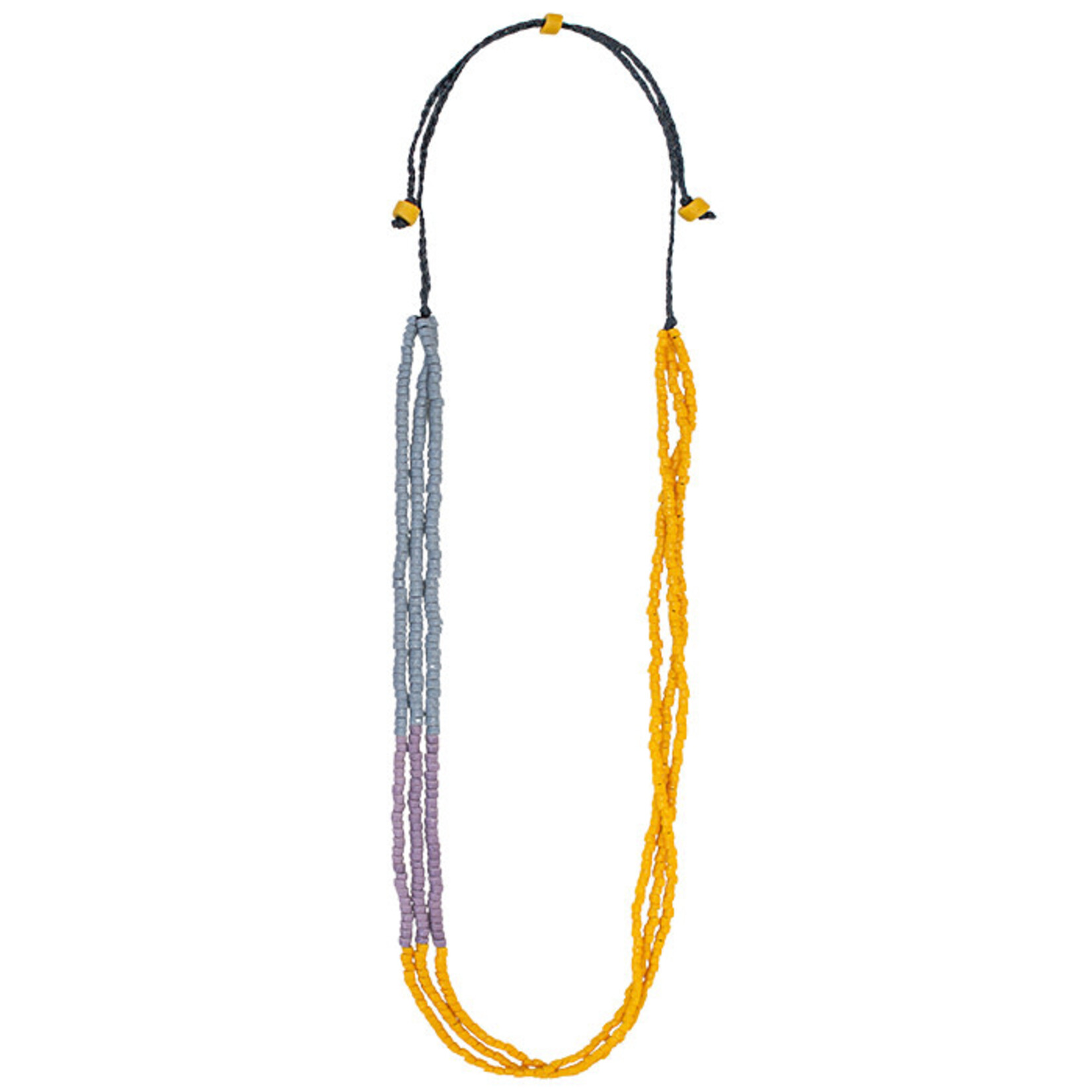 Global Mamas Color Block Recycled Glass Necklace: Mustard