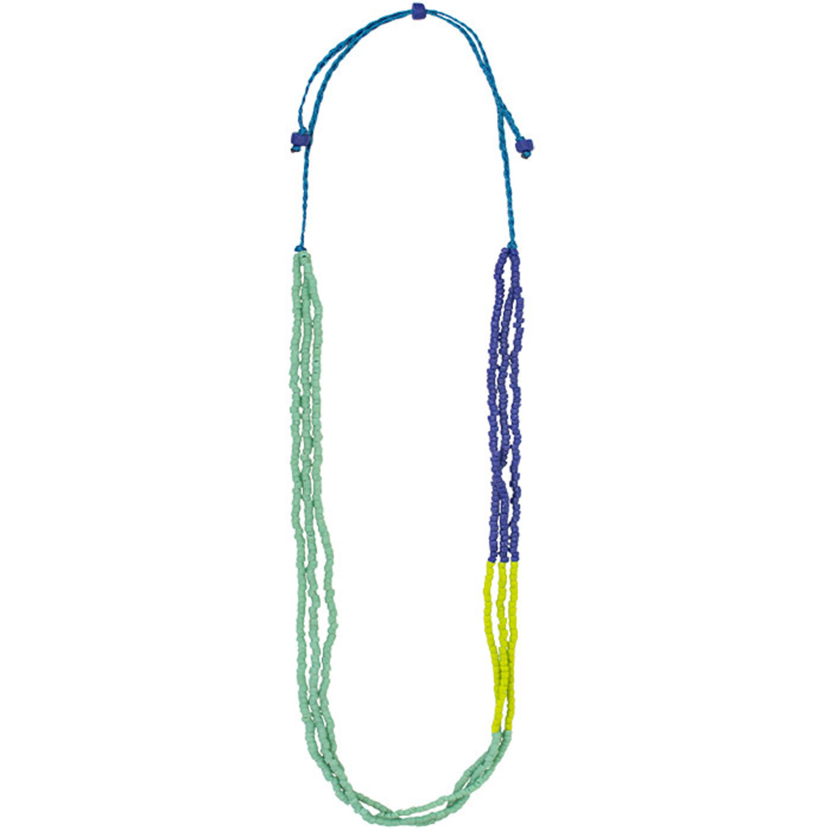 Global Mamas Color Block Recycled Glass Necklace: Sage