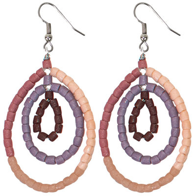 Global Mamas Ombre Glass Bead Earrings: Rose
