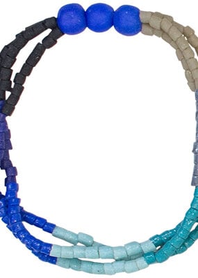 Global Mamas Ombre Glass Bead Bracelet: Stone Blue