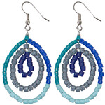 Global Mamas Ombre Glass Bead Earrings: Stone Blue