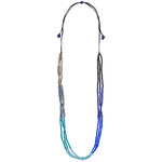 Global Mamas Ombre Glass Bead Necklace: Stone Blue