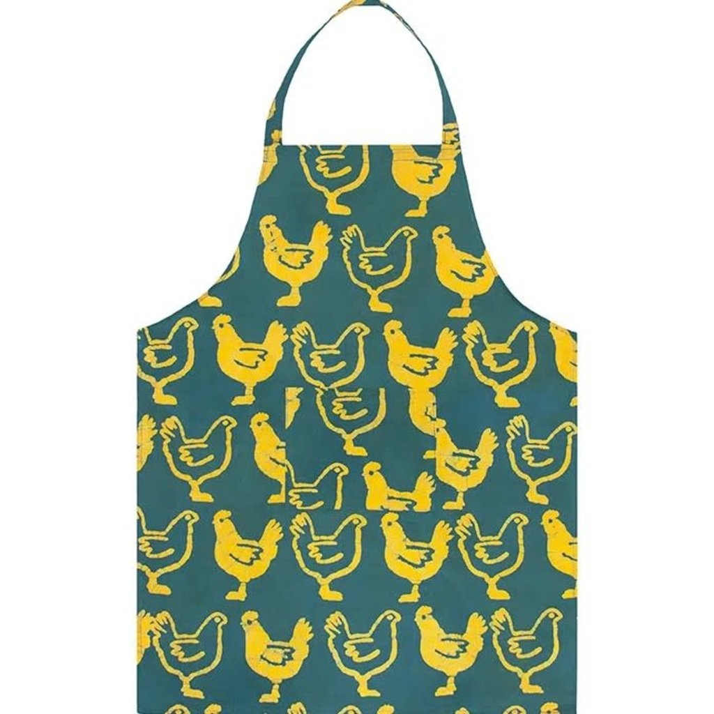 Global Mamas Reversible Apron: Teal Chickens