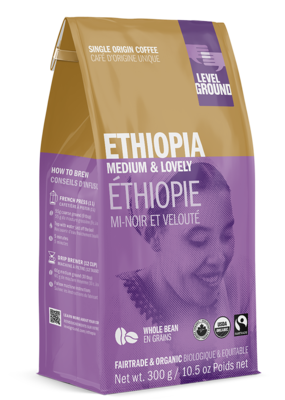 Level Ground Trading Ethiopia Whole Bean Coffee 10.5 Oz