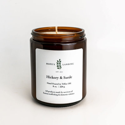 Hopes Landing Hickory & Suede Candle 8oz Jar