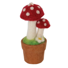 DZI Handmade Potted Red Fairy Mushroom Small