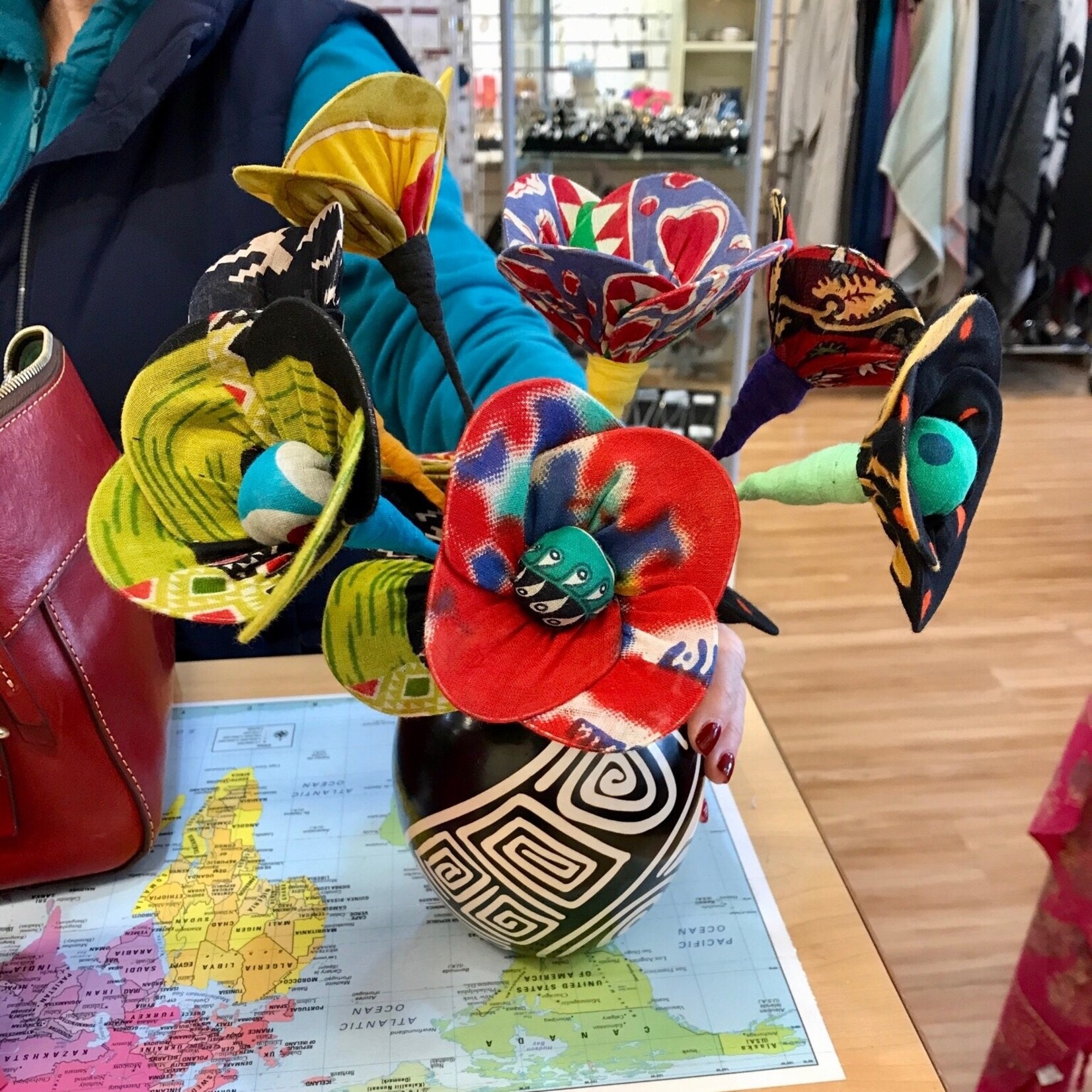 Minga Imports Recycled Sari Flower