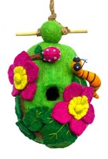 DZI Handmade Raspberry Caterpillar Felt Birdhouse