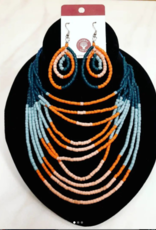 Global Mamas Azonto Glass Bead Necklace: Melon