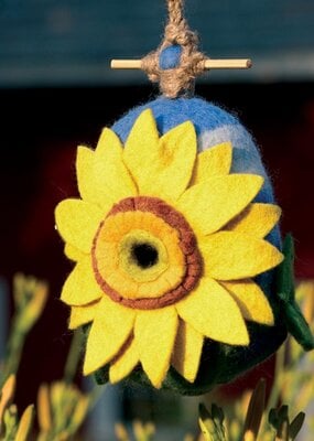 DZI Handmade Sunflower Wool Felt Birdhouse